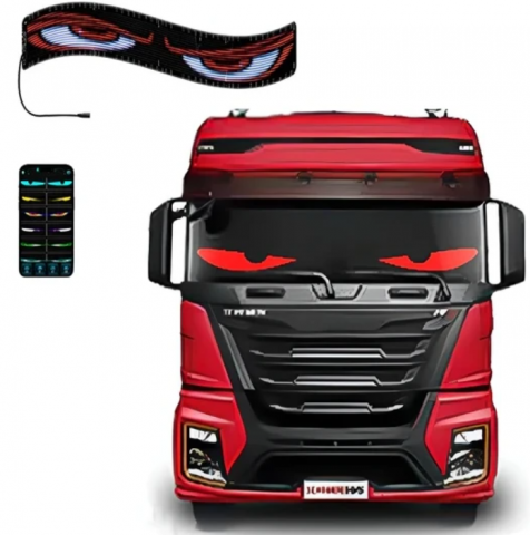 Auto - Panou afisaj Matrix LED BZRSH, flexibil, display RGB, 595x120 mm, devil eyes, ochi camion, ceas, mesaje personalizate, control aplicatie si telecomanda, conectare USB