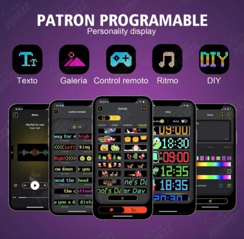 Panou afisaj Matrix LED BZRSH, flexibil, display RGB, 595x120 mm, devil eyes, ochi camion, ceas, mesaje personalizate, control aplicatie si telecomanda, conectare USB [1]