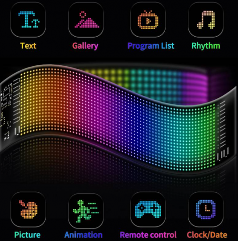 Panou Afișaj Matrix LED Flexibil BZRSH, RGB 595x120 mm, Devil Eyes Ochi Camion, Mesaje Personalizate – Control iPixel Bluetooth [6]