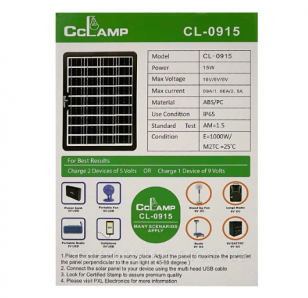 Panou solar portabil, 15W; Cablu USB cu 5 atașamente [2]