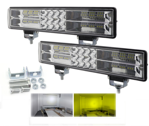 Proiectoare OFF ROAD - Set 2 bucati Proiector LED Off-Road 60 LED 60W Alb + Galben – Flood + Spot Combo Profesional 12-80V pentru SUV, 4x4, Camion și Utilaje