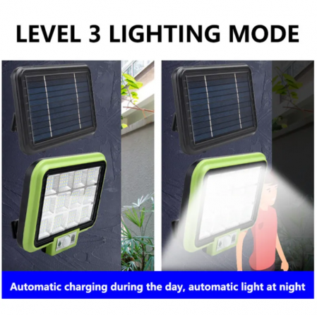 Proiector cu panou solar 192LED SMD, 50W, senzor de miscare, telecomanda, 3 moduri de iluminare, cablu 4.6 metri [3]