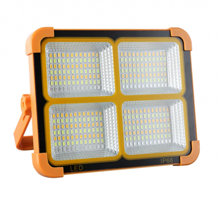 Lampi solare - Proiector LED 500W, portabil, IP66, 336LED, cu incarcare solara sau USB, acumulatori 12000mAh