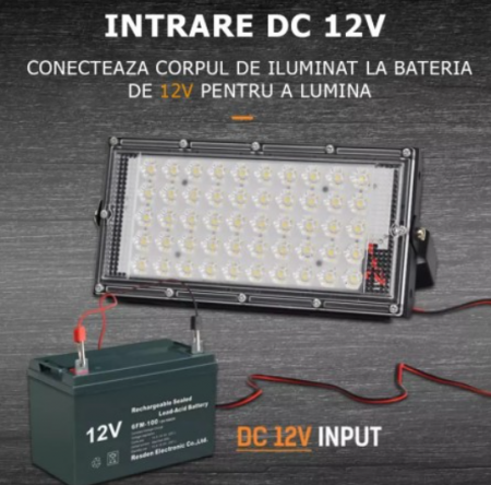 Proiector LED 50W, alimentare baterie 12V [1]