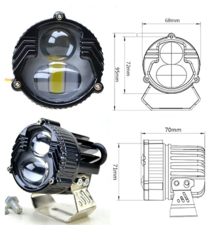 Proiector LED auto OFF-ROAD, 67 mm, 50W, 2 faze, 12V-24V, 6000K, carcasa aluminiu, BZRSH [4]