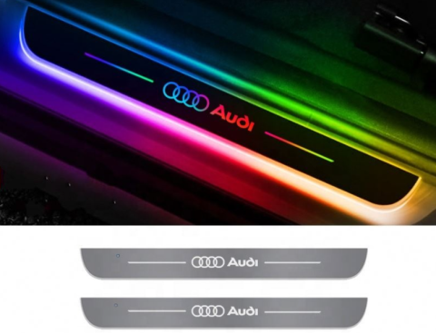Lumini Ambientale Auto LED - Protectie Praguri Auto Iluminate Audi Multicolor Dinamice – Set 2 LED RGB Premium, Efect Welcome Light, Design Oglinda, Plug&Play