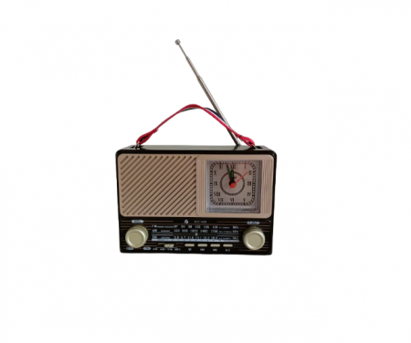 Electronice - Radio portabil FM/AM/SW, Bluetooth, Port USB/ Card SD, Lanterna, Ceas analog, Antena telescopica, Aspect Retro