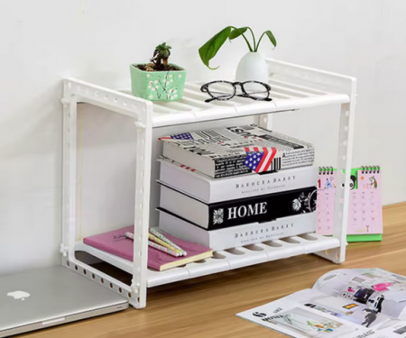 Raft Organizator pentru Bucătărie sau Baie, Extensibil, Alb Inox/PVC, 47 x 26 x 38 cm, TopBazar [3]