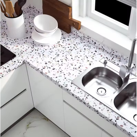 Rola tapet autoadeziv, 60 x 500 cm, lavabil, autocolant, foarte rezistent, usor de curatat, tip terrazo, aplicabil pe suprafete multiple, Topbaza [2]