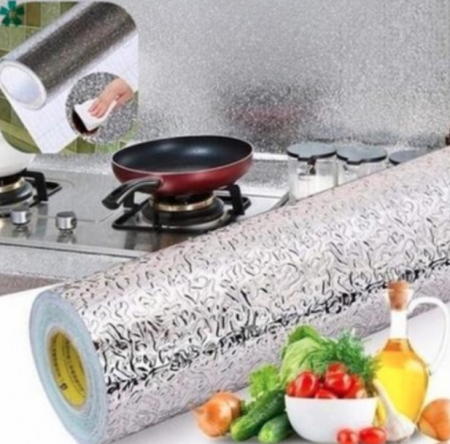 Casa si gradina - Set 3 x Folie bucatarie de Aluminiu autocolanta pentru bucatarie (SILVER)