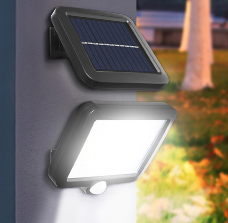 Set 2 x Proiector 120 LED cu panou solar, senzor de miscare, 3 moduri de iluminare [1]