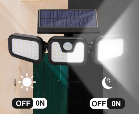 Lampa tripla solara 74 LED cu senzor de miscare [2]