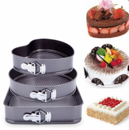Set 3 forme pentru prajituri si tort, patrata, inima, rotunda [1]