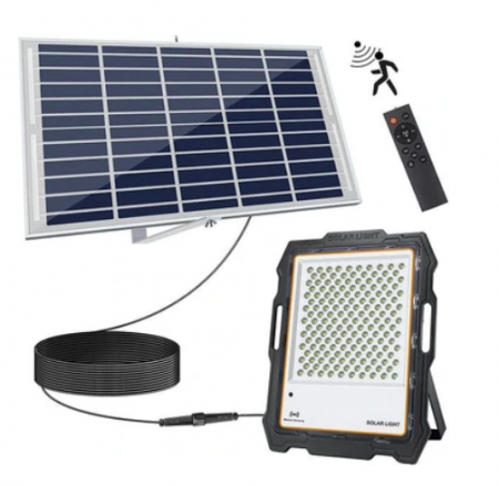 Proiector solar  LED premium 200W , 144 LED cu panou solar, senzor de miscare, telecomanda [1]