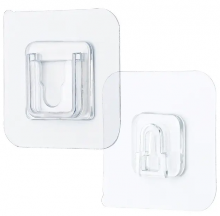 Casa si gradina - Set 10 suporturi duble de fixare obiecte, autoadezive, 5.7 x 5.7 cm
