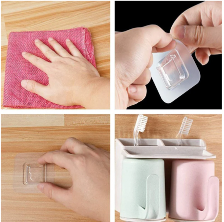 Set 10 suporturi duble de fixare obiecte, autoadezive, 5.7 x 5.7 cm [4]