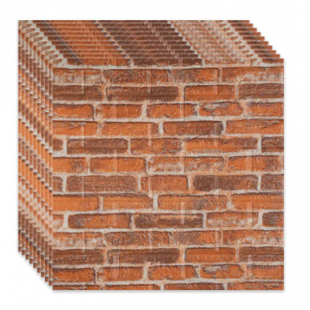 Casa si gradina - Set 10 x Tapet 3D caramida portocalie, lavabil, autoadeziv pentru interior, 70 x 77 cm, suprafata acoperita 5.39 mp, BZRSH