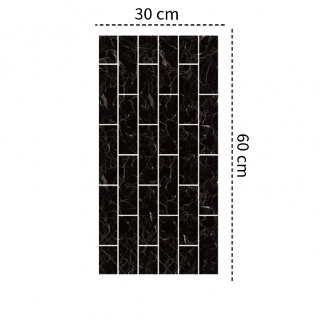 Set 10 x tapet autoadeziv decorativ BZRSH, spuma moale, lavabil, adeziv puternic, usor de montat, suprafata acoperire 1.8 mp, 30x60 cm, 1.7mm grosime, negru [4]