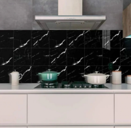 Set 10x Panou decorativ autocolant 60x60 cm, 3.6 mp, tip Marmura Neagra, lavabil, usor de intretinut [3]