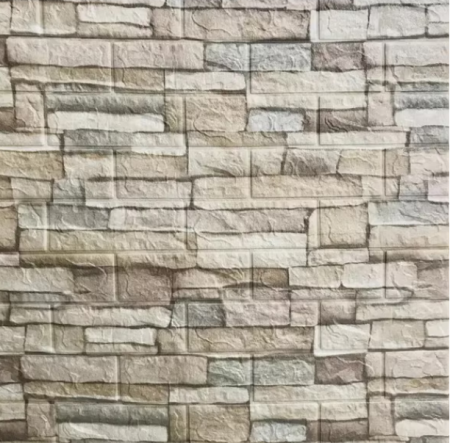 Casa si gradina - Set 10x Tapet Caramida, Model Piatra Naturala, suprafata acoperire 5.4 mp, autoadeziv, waterproof, usor de montat, design modern, 70x77 cm, crem