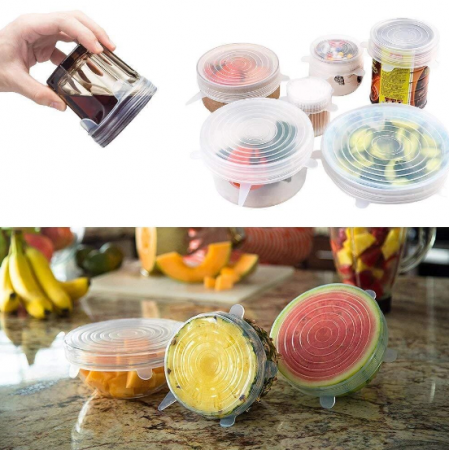 Set 12 capace elastice reutilizabile din silicon [1]