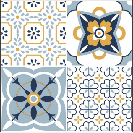 Set 12 placi autocolante din vinil, 30x30 cm, rezistente la apa, model floral multicolor [1]