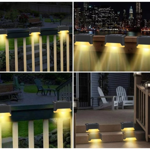 Set 16 lampi solare cu senzor de lumina pentru gard, scari sau balustrada. negru [3]