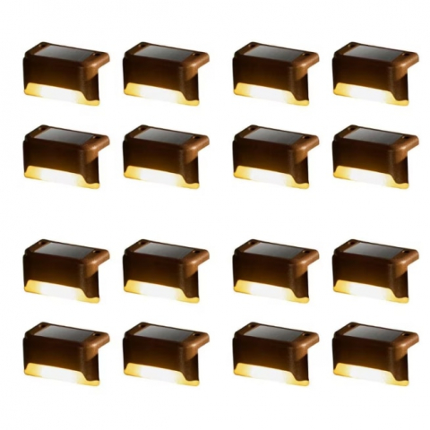 Lampi solare - Set 16 lampi solare cu senzor de lumina pentru gard, scari sau balustrada. negru