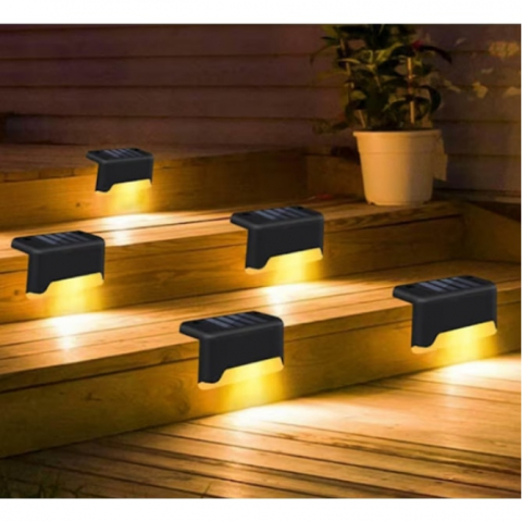 Set 16 lampi solare cu senzor de lumina pentru gard, scari sau balustrada. negru [2]