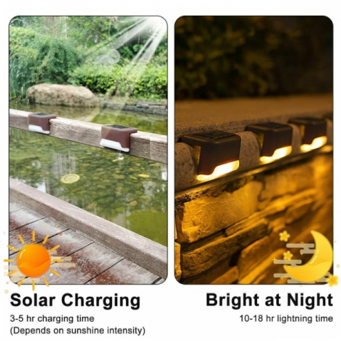 Set 16 lampi solare pentru trepte, gard, iluminare LED, lumina calda, 5W, 8x4.5x4.4 cm, BZRSH [1]