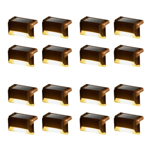 Lampi solare - Set 16 lampi solare pentru trepte, gard, iluminare LED, lumina calda, 5W, 8x4.5x4.4 cm, BZRSH