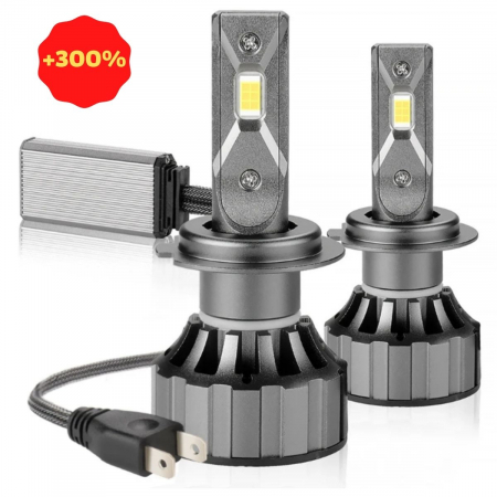 Auto - Set 2 Bec LED H7 V20 12000LM Canbus, Alb rece, 120W, +300%