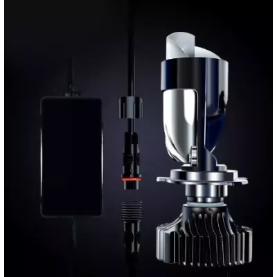 Set 2 becuri auto A7 H4 cu lupa Canbus 2 faze 30000lm/set 6000K [2]