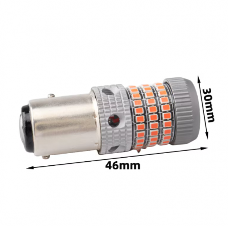 Set 2 Becuri auto LED 12V, 1156, BA15S P21W 180°, 78LED, Alb Rece, Marsarier, Lumini de zi, Pozitii, BZRSH [3]