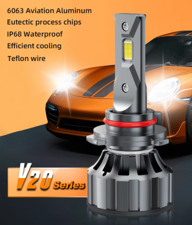 Set 2 Becuri auto LED 9005/HB3, model V20, 12V, 12000LM Super Canbus, Alb rece, 120W, BZRSH, fara eroare [6]