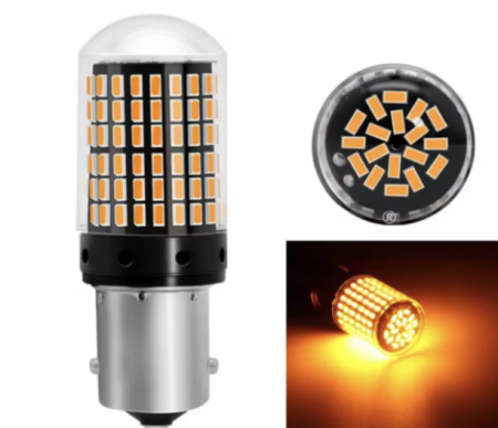 Set 2 becuri auto led BA15S 1156/P21W, 144LED SMD, lumina galbena, semnalizare, BZRSH [3]