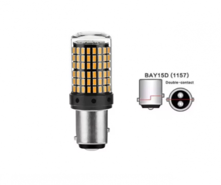 Set 2 becuri auto led BAY15D 1157/P21/5W, 144LED SMD, lumina alba cu 2 faze, lumini de zi, marsarier, daylight, BZRSH [3]