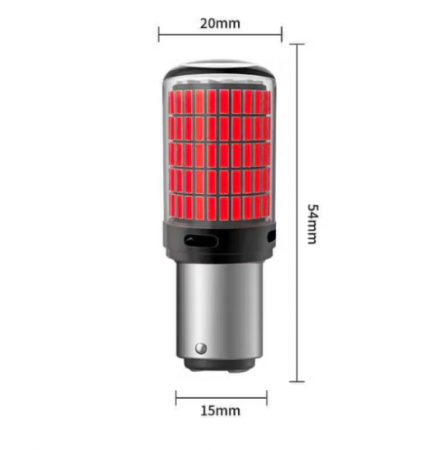 Set 2 becuri auto led BAY15D 1157/P21/5W, 144LED SMD, lumina rosie cu 2 faze, pozitie si stop pe frana, BZRSH [2]
