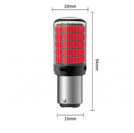 Set 2 becuri auto led BAY15D 1157/P21/5W, 144LED SMD, lumina rosie cu 2 faze, pozitie si stop pe frana, BZRSH [3]