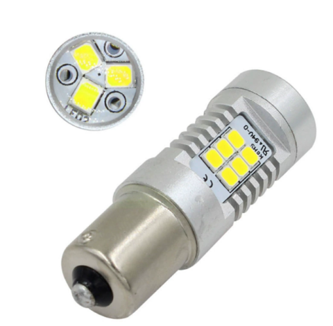 Set 2 becuri auto LED cu lupa 1156/BA15S P21W, BZRSH®, cu 27 de LED-uri, Alb rece, 6000K [2]