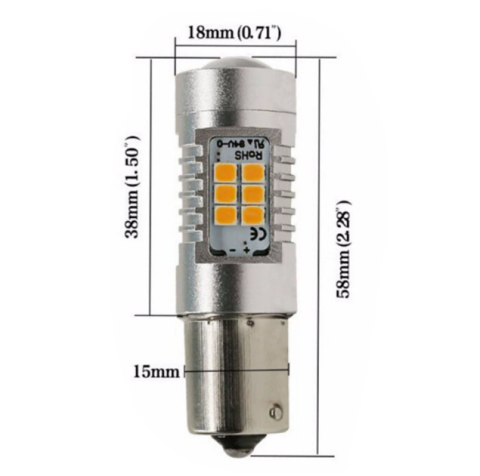 Set 2 becuri auto LED cu lupa 1156/BA15S P21W, BZRSH®, cu 27 de LED-uri, Alb rece, 6000K [1]