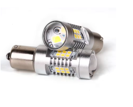 Auto - Set 2 becuri auto LED cu lupa 1156/BA15S P21W, BZRSH®, cu 27 de LED-uri, Alb rece, 6000K