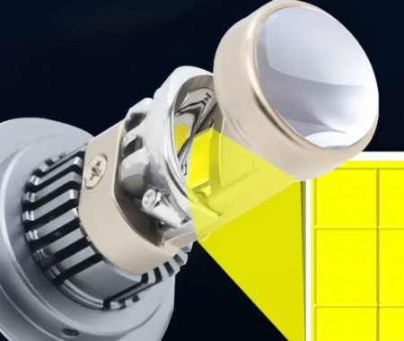 Set 2 becuri auto LED cu lupa, H4, 2 faze, 280W, 12V, 6500K, Canbus, fara eroare, +300%, BZRSH [2]