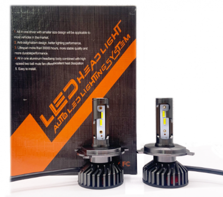 Set 2 becuri auto LED H4 COBS, 100W, BZRSH, lumina alb-rece, 12.000 lumeni, 12V, 6000K [4]