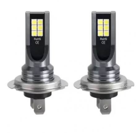 Auto - Set 2 becuri auto LED H7, 12 LED, 60W, Lumina alba 6000k, 12V, 6800Lm