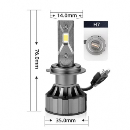 Set 2 becuri auto LED H7, 9-36V, 120W, 6000K, Canbus, 12000Lm, BZRSH, fara eroare [2]