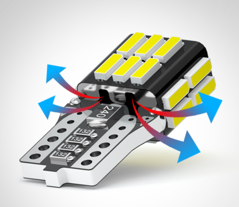 Set 2 Becuri auto led T10 W5W, 12 V, 24 LED SMD 4014 , canbus fara eroare, lumina alba, BZRSH, pentru pozitie, plafoniera, portbagaj, semnalizare, lumini oglinda, lumini ambientale [1]