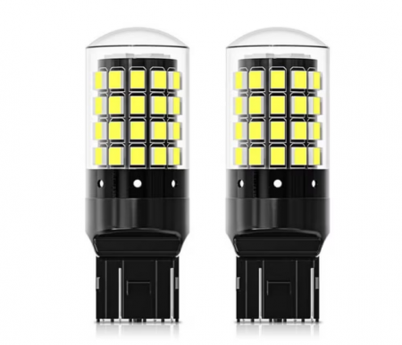 Auto - Set 2 becuri auto led T20, 54 LED, compatibile Duster, Logan 2, Sandero 2, lumina alb-rece, 6500k, BZRSH