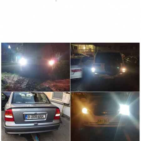 Set 2 becuri auto LED, T20, W21W, WY21W, 7440, 144 leduri, lumina alba rece, 12V, BZRSH, marsarier, lumini de zi, daylight, soclu T20 [1]