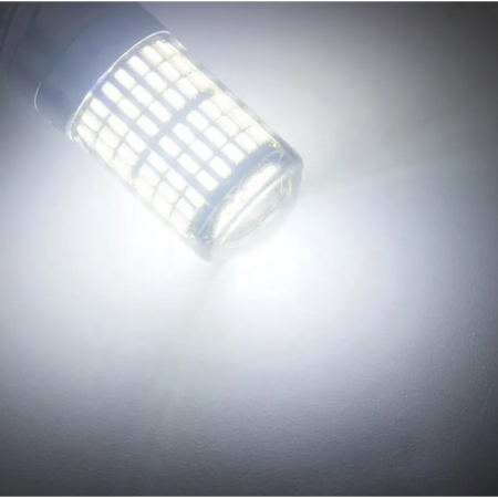 Set 2 becuri auto LED, T20, W21W, WY21W, 7440, 144 leduri, lumina alba rece, 12V, BZRSH, marsarier, lumini de zi, daylight, soclu T20 [3]